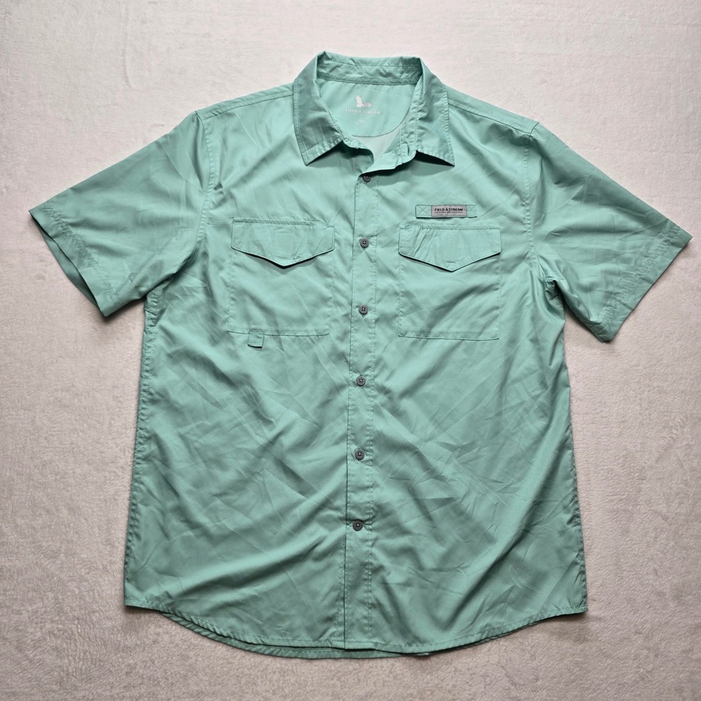 Field‎ & Stream Fishing Shirt Short Sleeve Vented Green Men's M